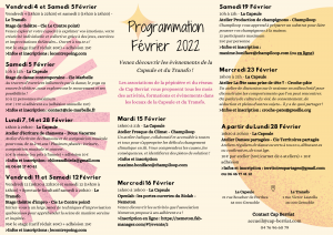 Programme des activités des associations de la pépinière de Cap Berriat à Grenoble pour février 2022